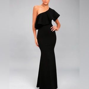 Lulus Black So Amazed Black One Shoulder Maxi